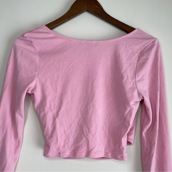 Victoria's Secret Cozy Wrap Crop Top Ribbed Ballet Wrap Ballerina Pink Sz Small - Picture 6 of 10